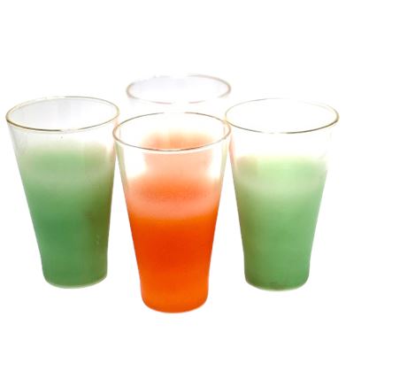 Vtg Blendo Glasses - 2 Orange, 2 Green