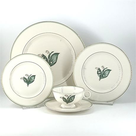 Lily of the Valley Pattern Dinner Set, 53 Pieces of China Total