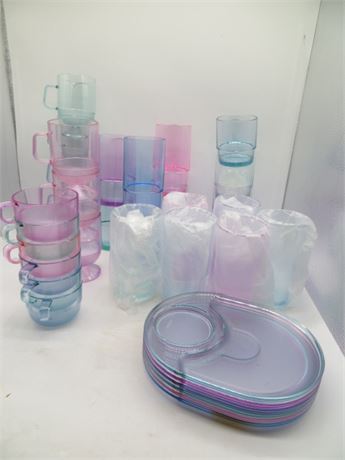 NEW VINTAGE TUPPERWARE WATERCOLOR LUNCH SET