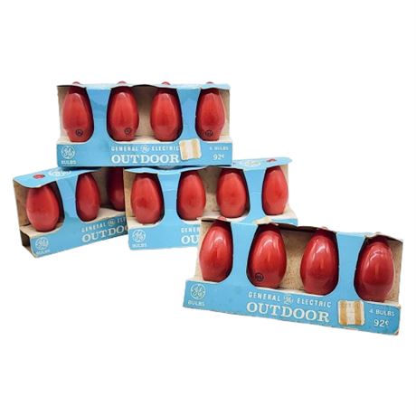 Vintage General Electric C9-CC Red Christmas Bulbs, 4 Packs of 4