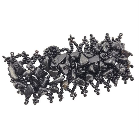 Wide Black Beaded Statement Bracelet