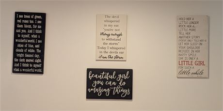 Lot 4 Wood Inspirational Quotes Wall Hangings