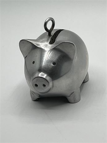 Small stainless steel piggy bank collectible
