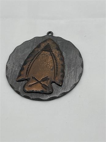 Vintage arrowhead pendant copper on heavy metal