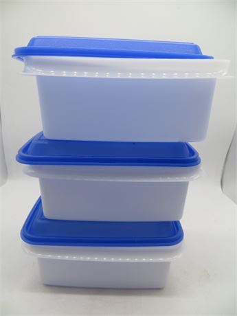 NEW VINTAGE TUPPERWARE 3 SAPPHIRE FREEZE & SAVE CONTAINERS