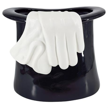 Vintage 80s Mann Ceramic Magician's Hat & Gloves Planter