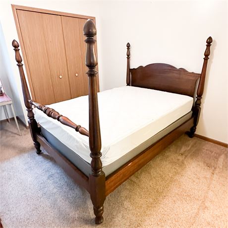 Vintage 4 Poster Queen Bed Frame w Original Mattress Factory Mattress
