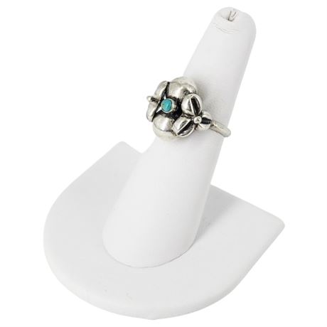 Vintage Native American Sterling Silver Turquoise Ring, Sz 6