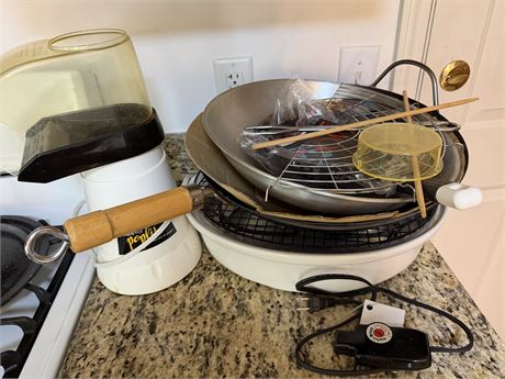 Nutri Broil, Air Popcorn Machine & Wok w/Utensils
