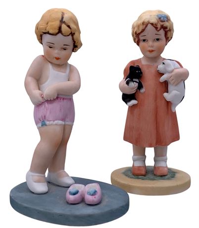 Pair of 1985 Bessie Pease Gutmann Heirloom Tradition Figurines
