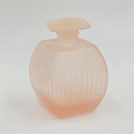 VTG Pink Glass Perfume Bottle with Frosted Stopper
