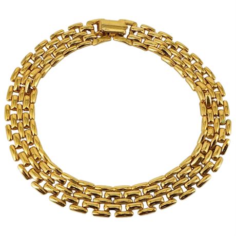 Vintage Signed Gold Tone Panther Link Bracelet