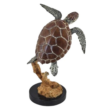 1995 Wyland "Endangered Sea Turtle" Bronze Sculpture