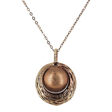 Signed Golden Clef Italy 14K Dark Rose Gold Pendant Necklace
