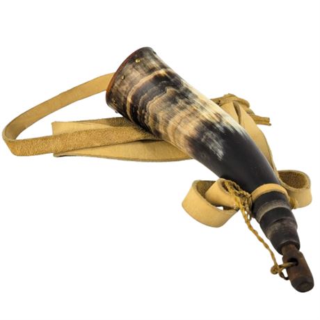 Powder Horn With Fringe Strap (No Carvings)