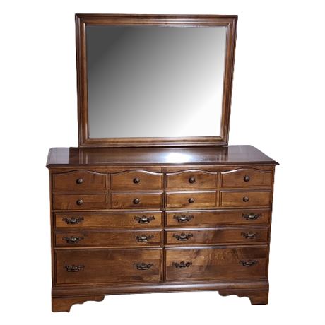 Vintage Maple Colonial Dresser w/ Mirror