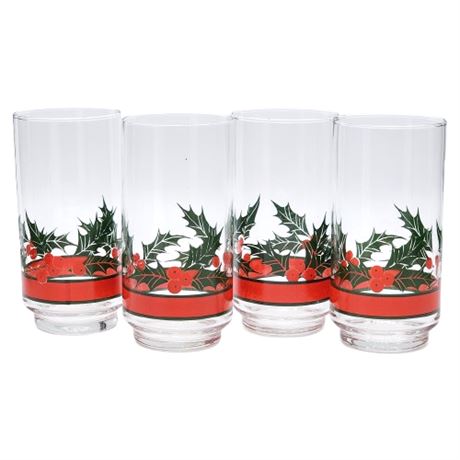 Vintage Libbey "Holly & Berries" Cooler Glasses