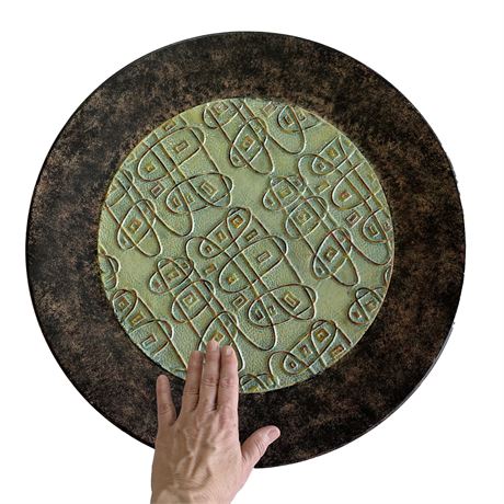 Large Boho Metal Shallow Wall Tray Accent Piece