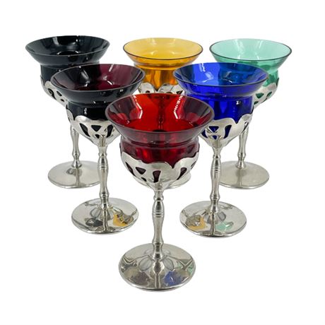 Farber Brothers Crystal & Chrome Cocktail Glasses