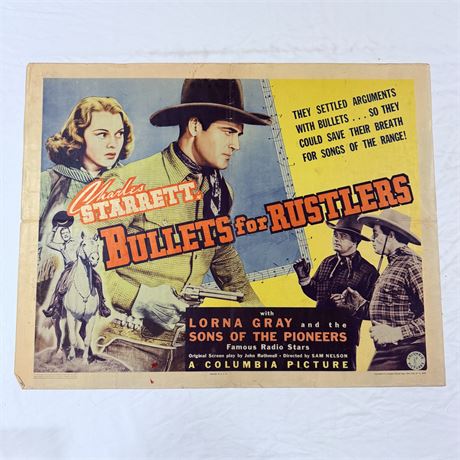 Bullets For Rustlers Original 22x28” Movie Poster