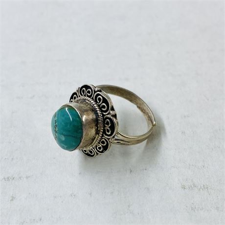11.1g Sterling Turquoise Ring Size 8