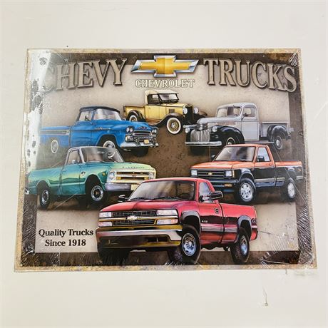 ‘Chevy Trucks’ 12.5x16” Retro Metal Sign