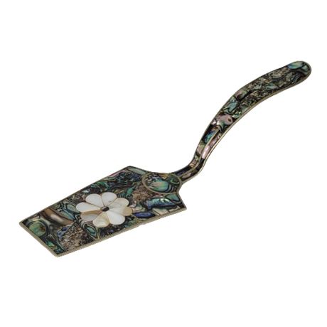 Mother of Pearl Sterling Silver Floral Cake Server