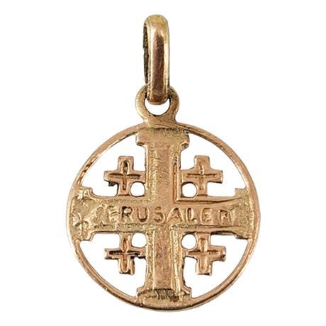 Vintage 18K Gold Jerusalem Cross Charm