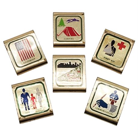 Vintage Boy Scouts of America Brass Belt Loop Skill Award Badges