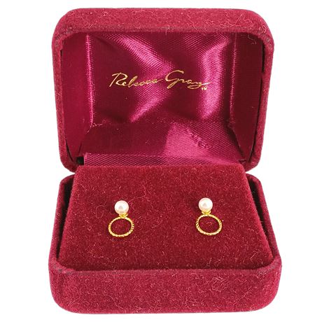 Rebecca Gray Earrings with Faux Pearls and Removable Gold-Tone Drops