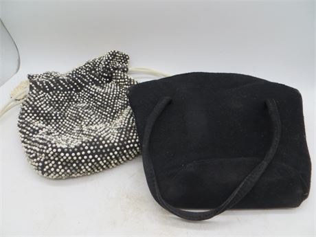 Black & White Fully Reversible Beaded Evening Bag & Black Felt Bag