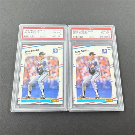 2x PSA 8 - 1988 Fleer Update John Smoltz