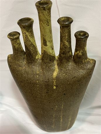 Studio abstract art multi sprout pottery vase