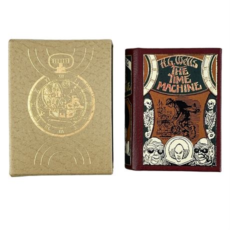Miniature Leather-Bound Book "The Time Machine" by H.G. Wells