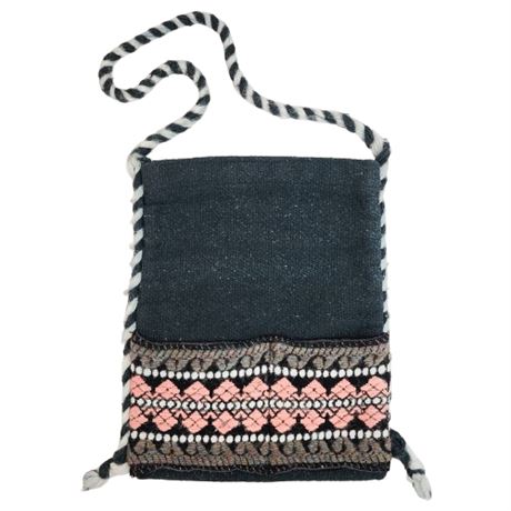 Vintage Handmade Greek Wool Blend Shoulder Tote Bag