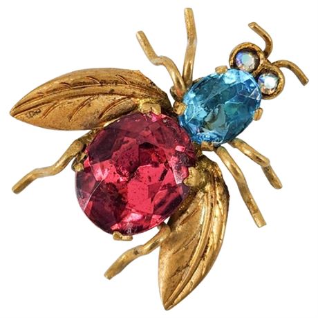 Vintage Czech Rhinestone Insect Brooch
