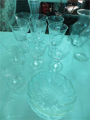 Water & Wine Goblets, Platter, Bowls & Vase