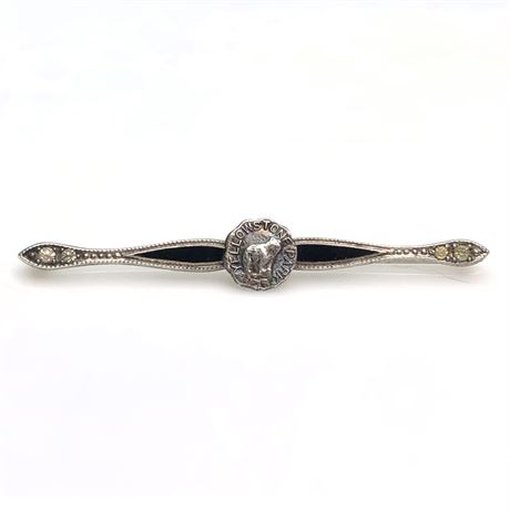 Vintage Sterling Silver Enamel Bear Yellowstone Park Bar Brooch
