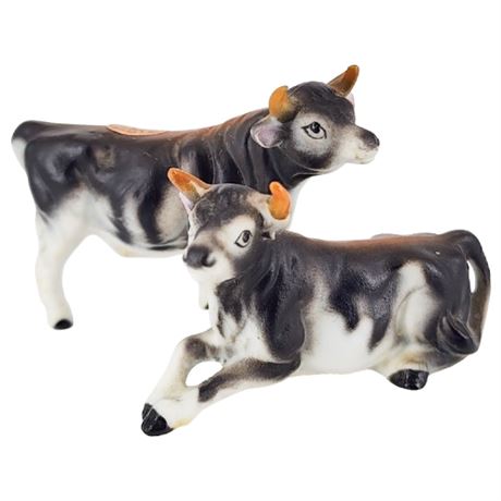Vintage Japanese Bone China Miniature Cow Figurines