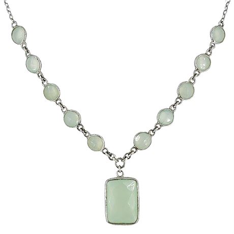 Signed Sterling Silver Green Aventurine Necklace