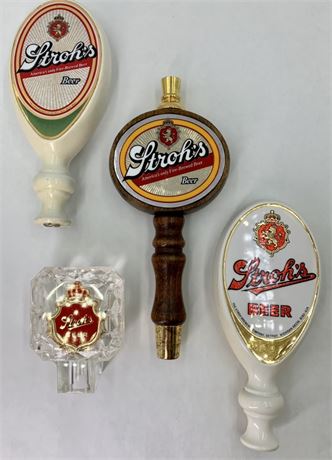 4 pc Lot of Vintage Stroh’s Bar Beer Tap Handles