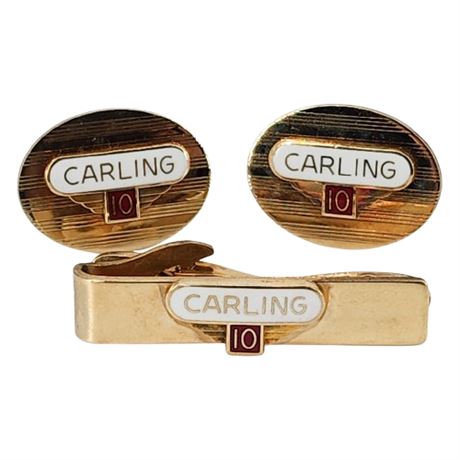 Vintage 10K Gold on Gold Filled Carling Brewing Service Award Set