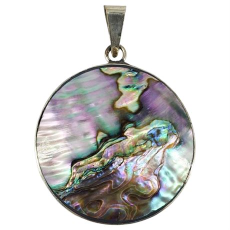 Vintage Mexico Alpaca Silver Abalone Pendant