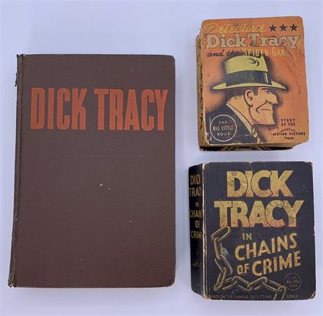 3 1930s-40s Detective Dick Tracy Big Little Books & Hardback Novel