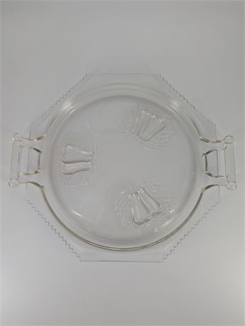 Vintage Jeanette Glass Baltimore Pear Handled Platter Clear 10.5"
