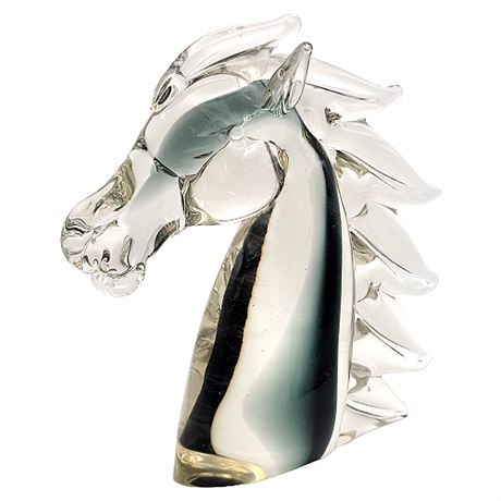 Vintage Murano Glass Horse Head, Chipped Ear