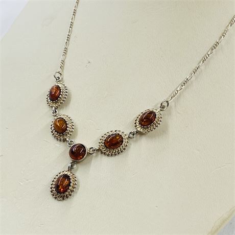 8.5g Sterling + Baltic Amber Necklace