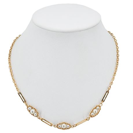 Vtg 1979 SARAH COVENTRY "Promenade" Caged Faux Pearl Necklace