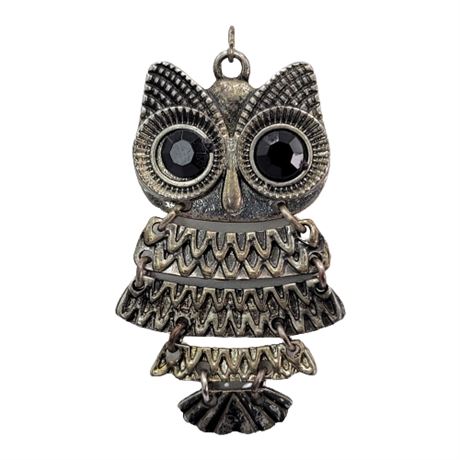 Vintage Small Articulated Wise Owl Pendant