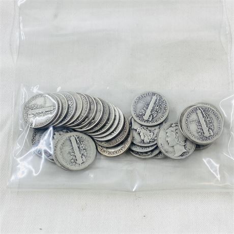 30 Unsearched Mercury Dimes